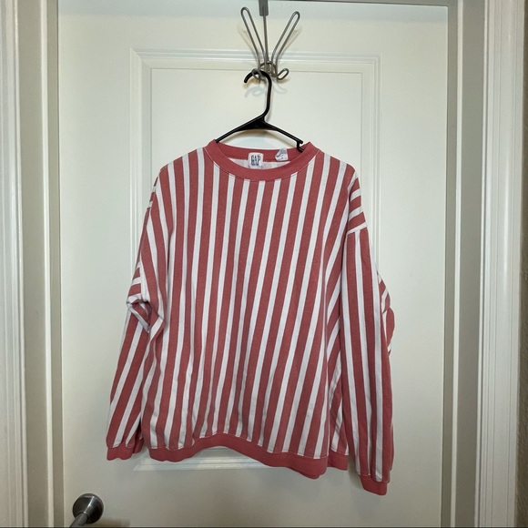 GAP Sweaters - Vintage Gap Coral and White Striped Sweater